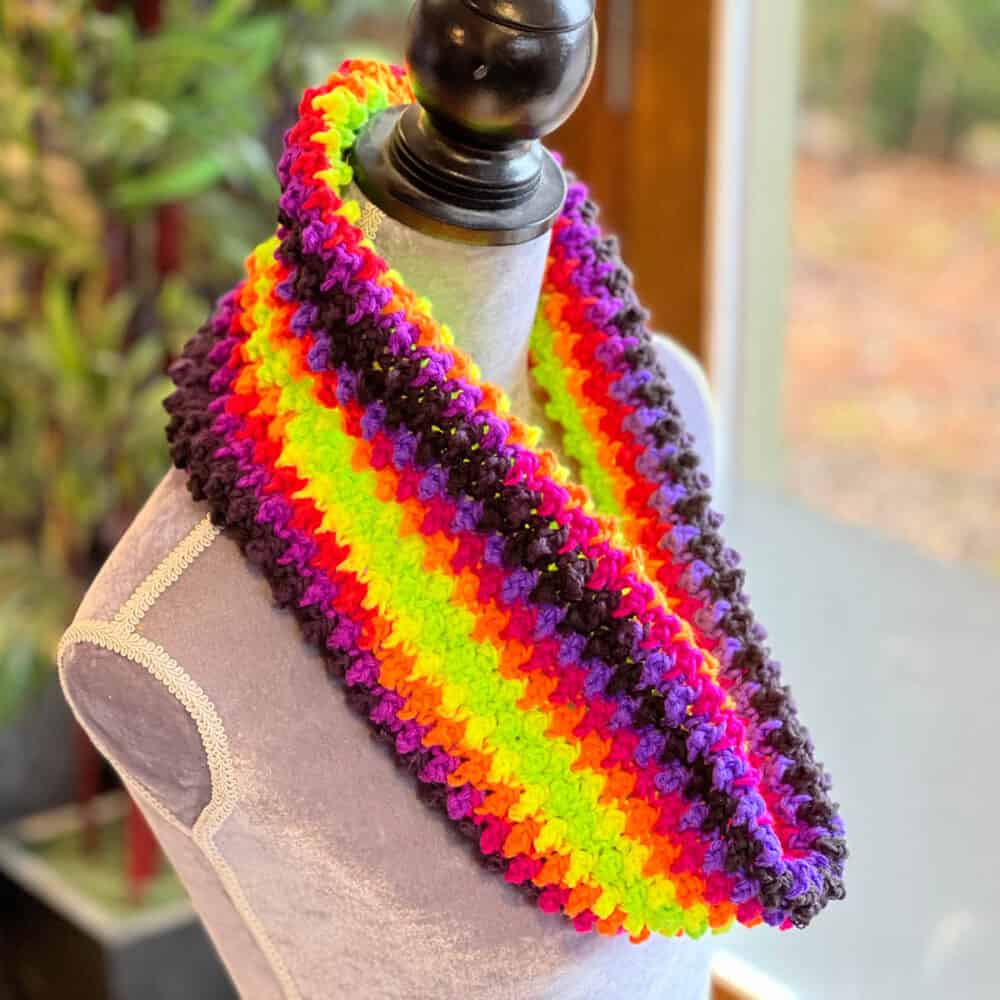 Crochet Bright Stripe Textured Cowl Pattern