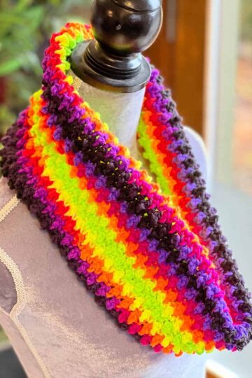 Crochet Bright Stripe Textured Cowl Pattern