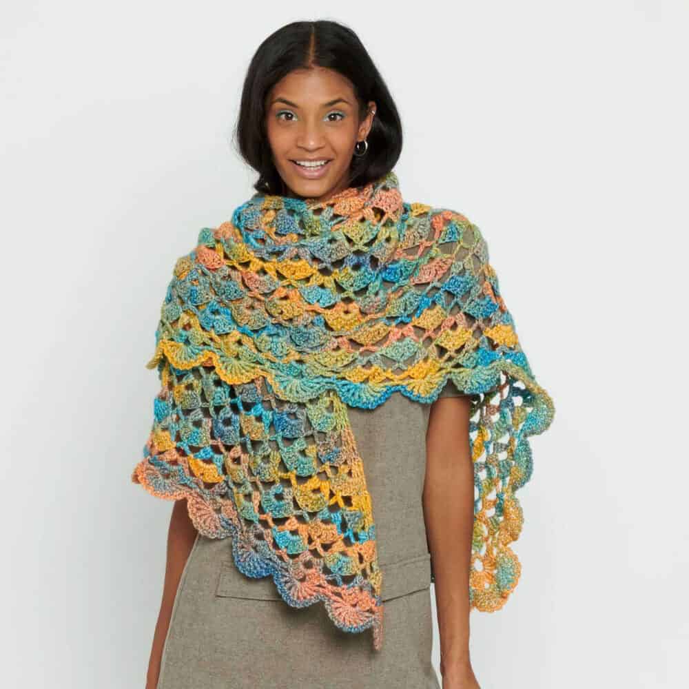 Crochet Shells and Clusters Blossom Shawl Pattern