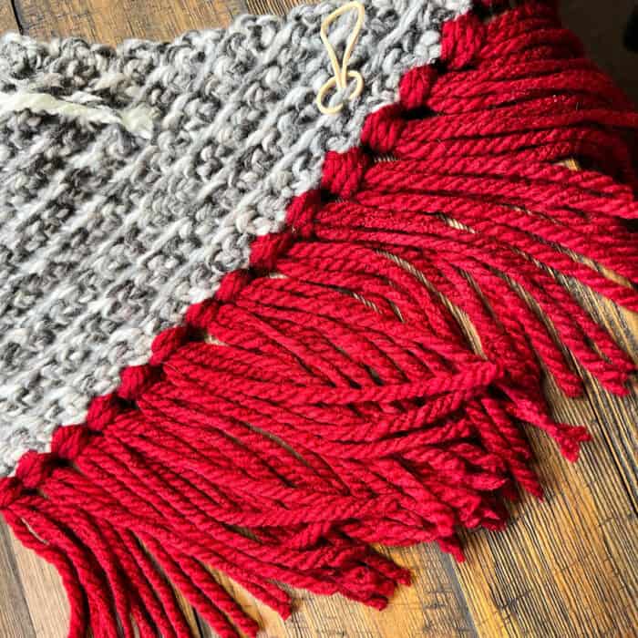 Crochet True North Strong Tassels on Scarf