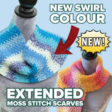 New Colour Extended Moss Stitch Crochet Scarf Pattern