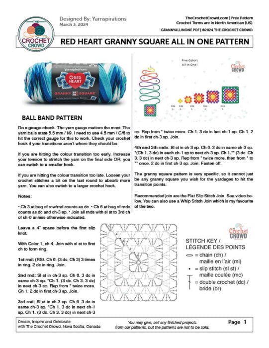 RED HEART ALL IN ONE GRANNY WITH DIAGRAM B