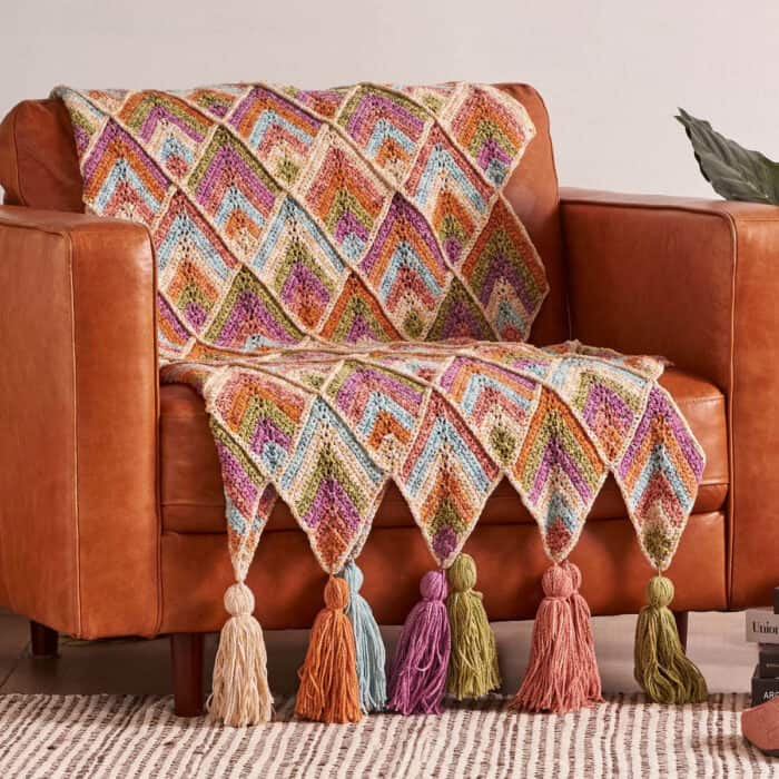 Bernat Peaks and Valleys Crochet Diamond Blanket Pattern