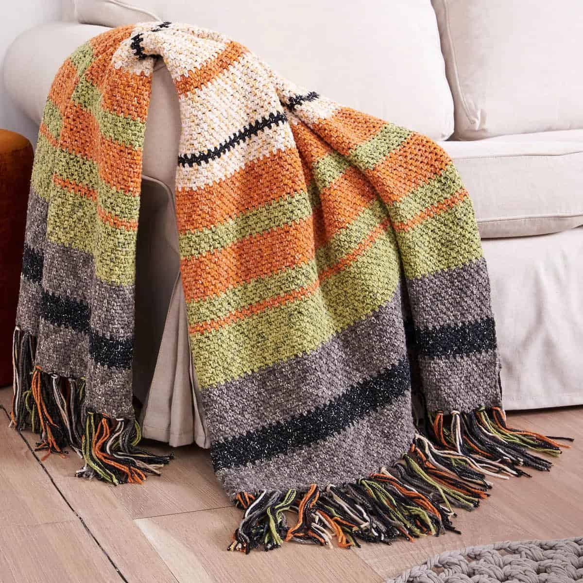 Crochet Tweed Stripes Blanket Pattern