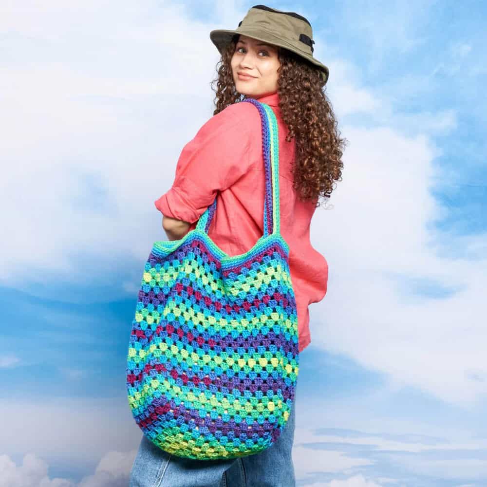 Leave The Sand at Beach Crochet Granny Tote