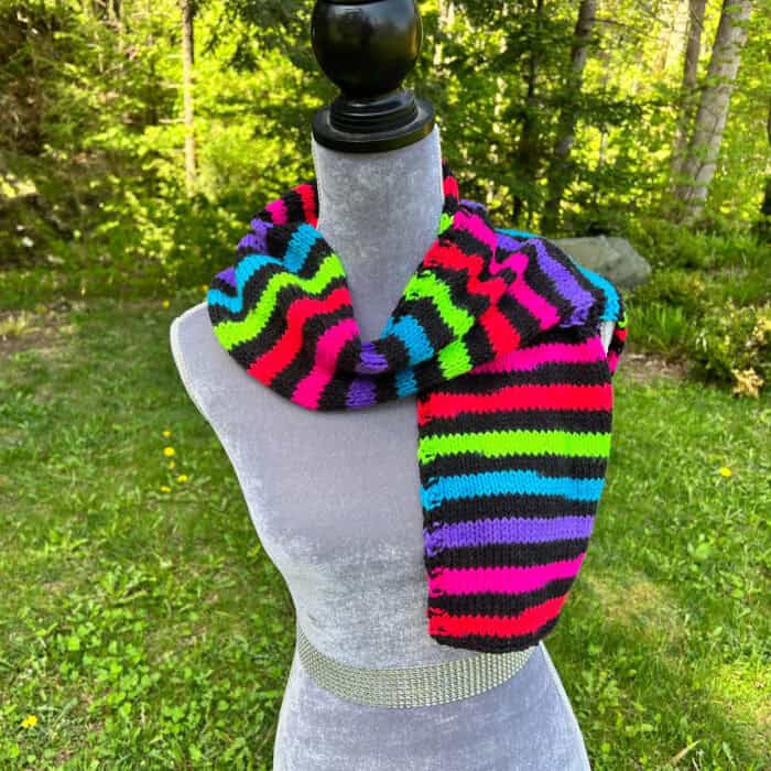 Beginner's Knit Neon Stripe Scarf
