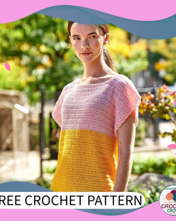 Crochet Patons Linen Top with Simple Blocking Pattern