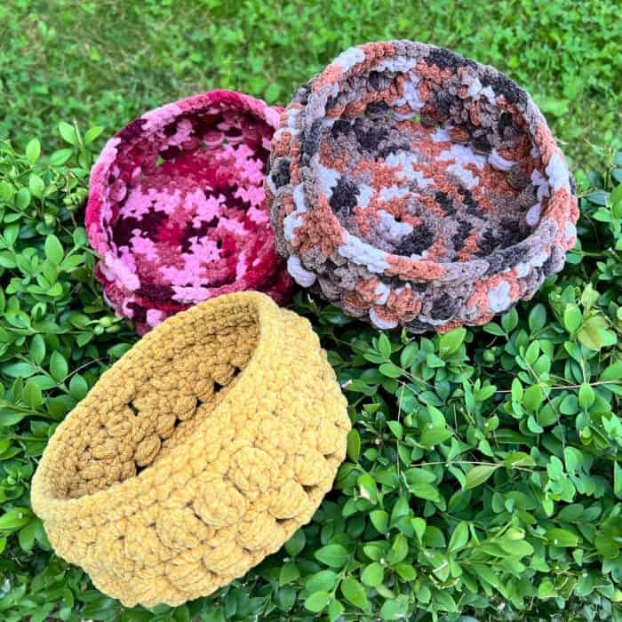 Crochet Social Bowl Baskets 3 Pack