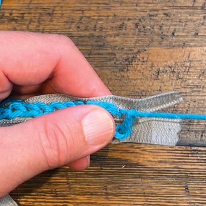 Attach Zipper to Yarn - Finish by Securing Final Loop Down