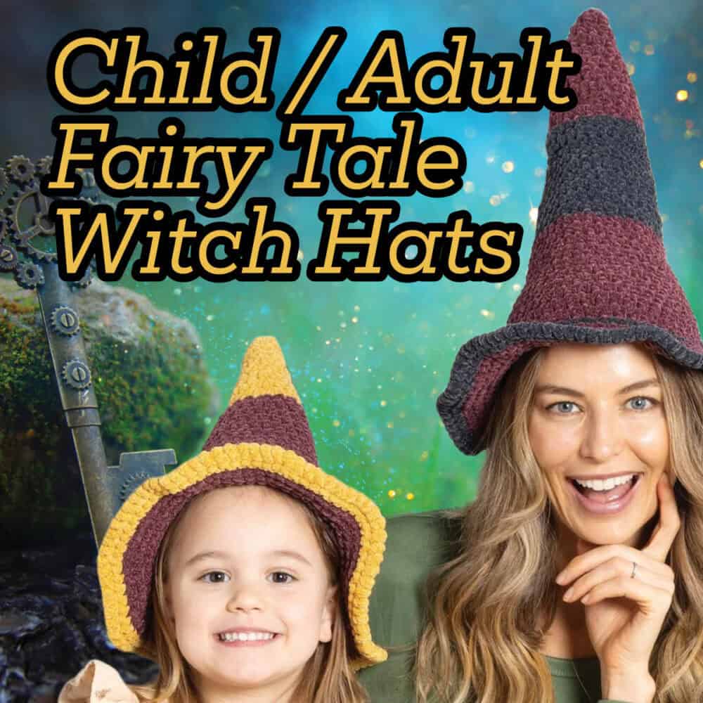 Child and Adult Fairy Tale Crochet Witch Hats