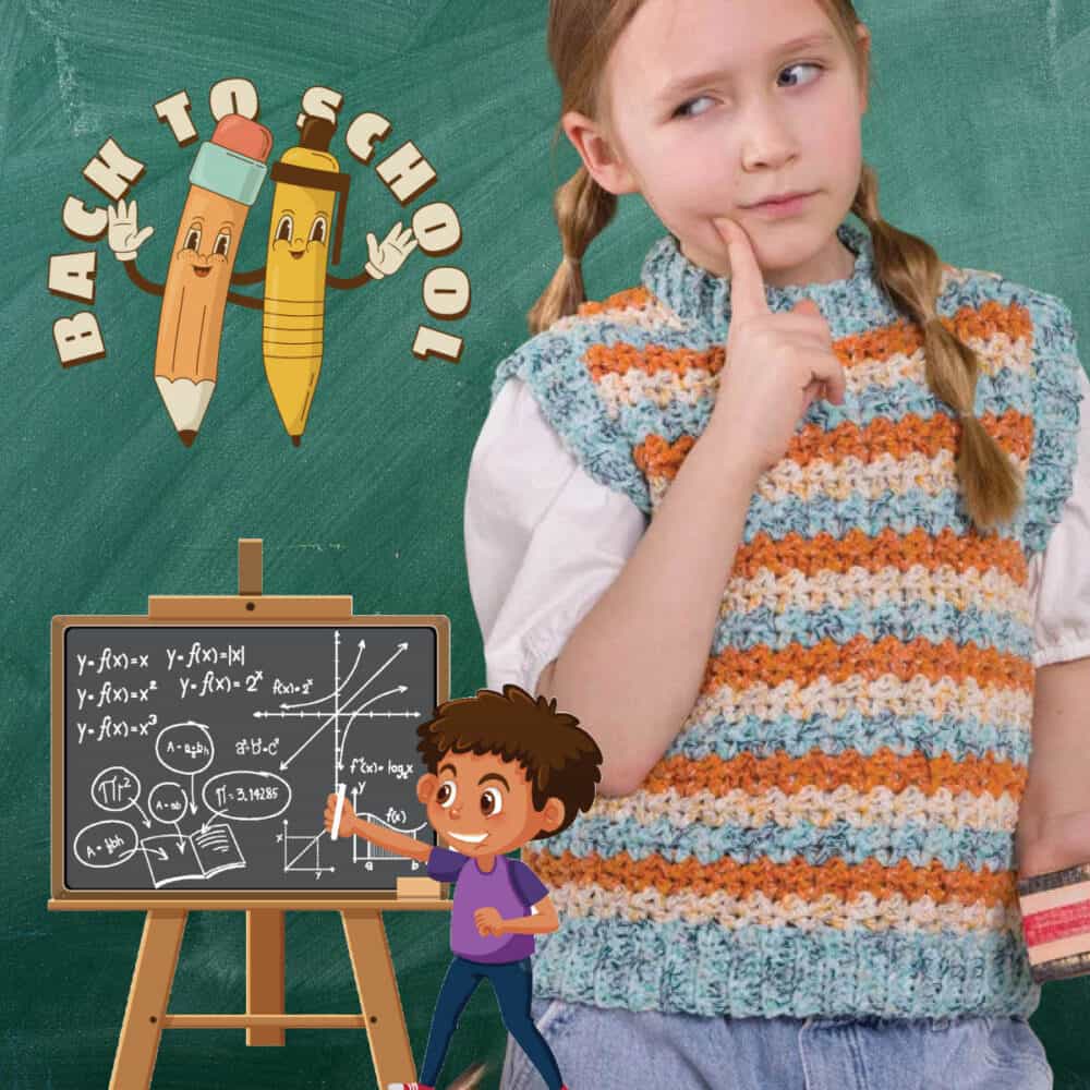 Crochet and Knit Back to School with Vest Pattern