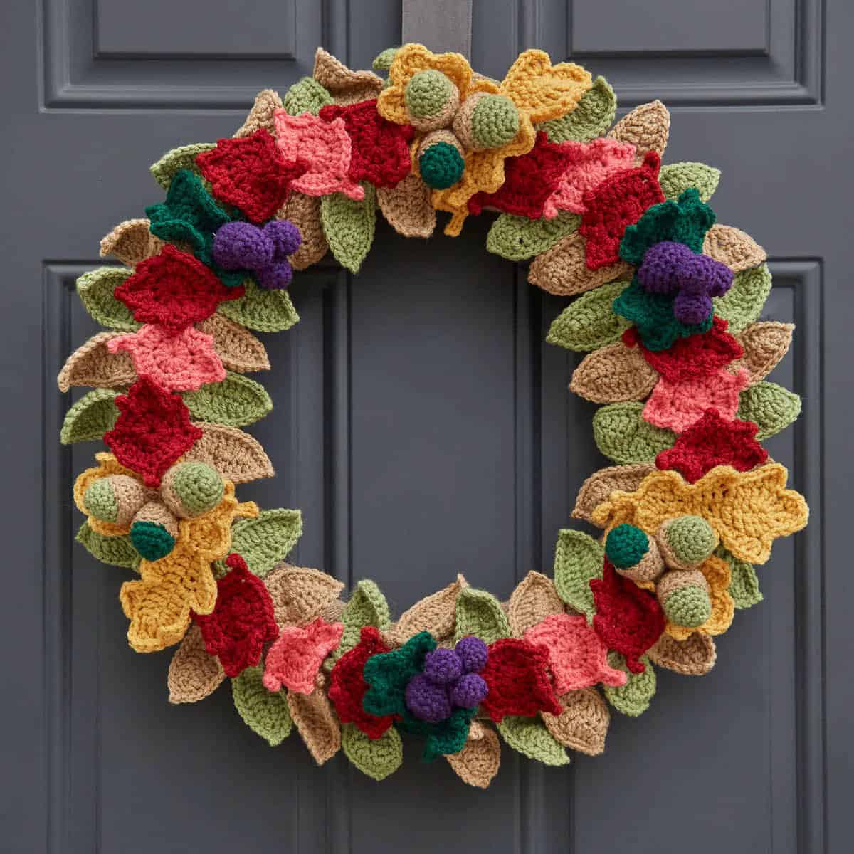 Crochet Fall Door Wreath Stitch Along Pattern with Tutorials