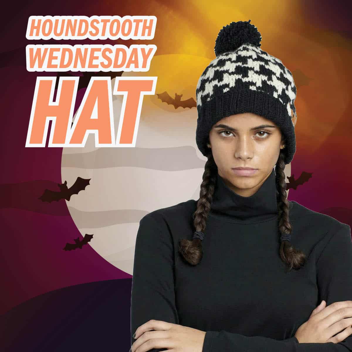 Knit Houndstooth Hat, Something Wednesday Might Wear Pattern + Tutorial