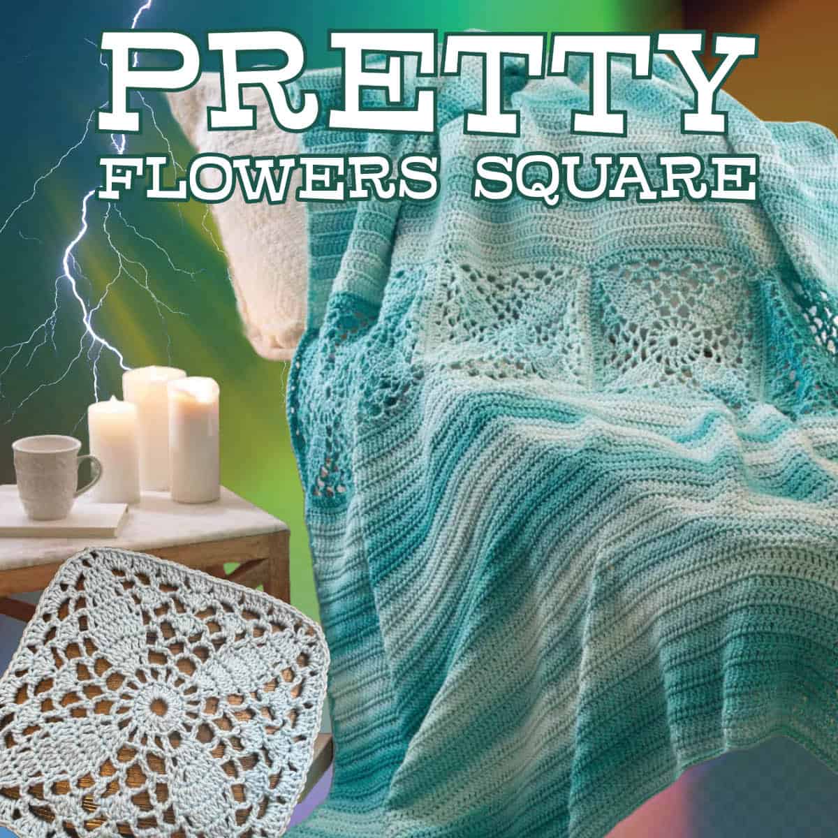 Pretty Flowers in A Row Square Crochet Throw