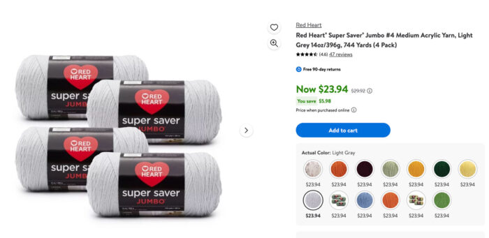 Red Heart Super Saver Jumbo Yarn Kit with Walmart USA