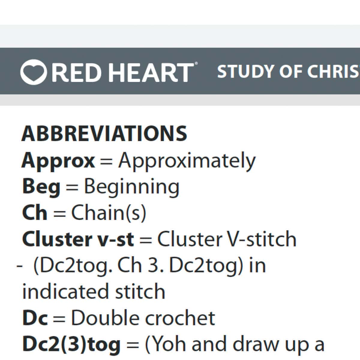 Crochet Abbreviations Standards for Pattern Writing