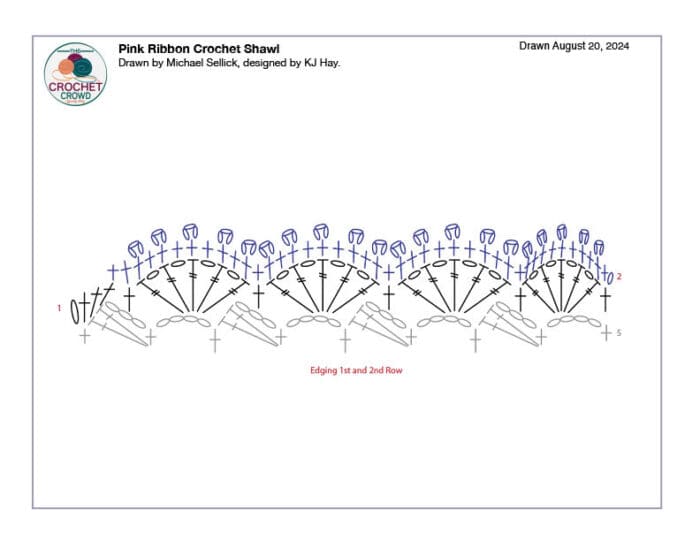 Crochet Pink Ribbon Shawl Crochet Diagram 2