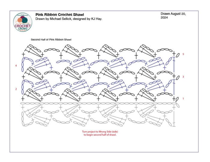 Crochet Pink Ribbon Shawl Crochet Diagram3