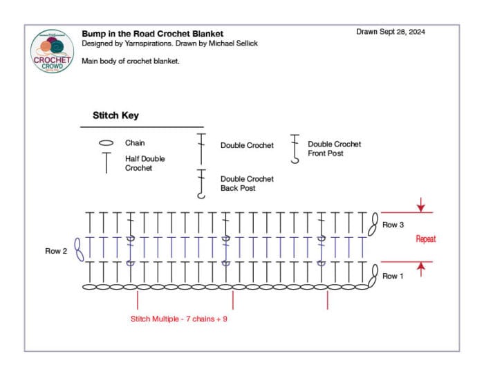 Bump in the Road Crochet Blanket Diagram