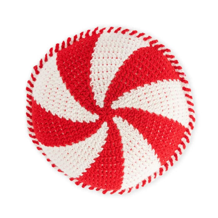 Crochet Christmas Candy Swirl Pillow