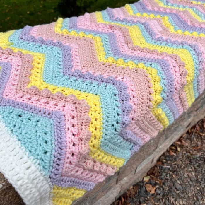 Crochet Hugs and Kisses Candy Hearts Blanket Laid Out