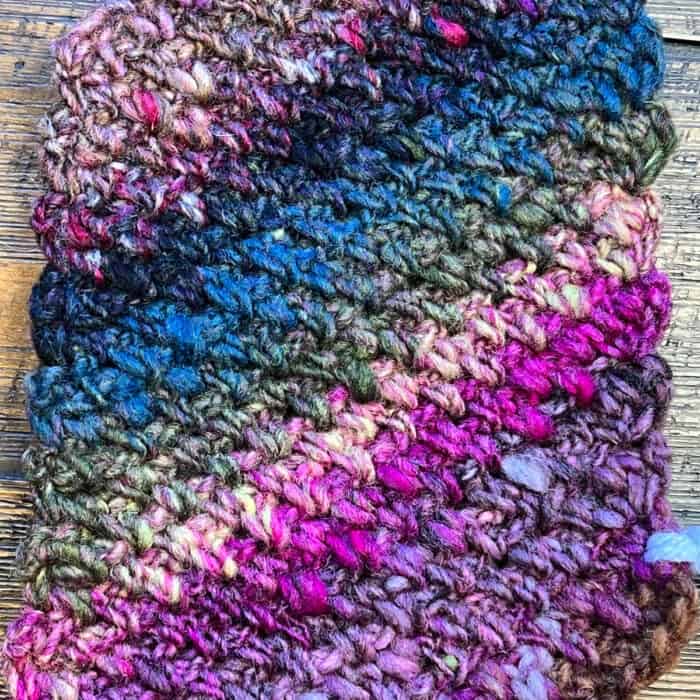 Crochet Leaning Moss Stitch Scarf Sample