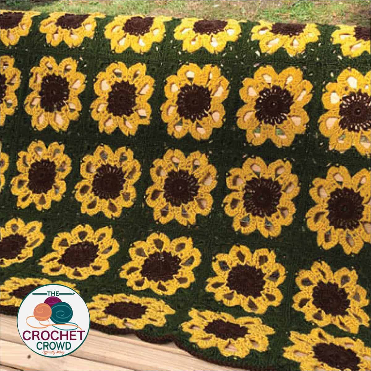 Crochet Vintage Sunflower Granny Throw Pattern