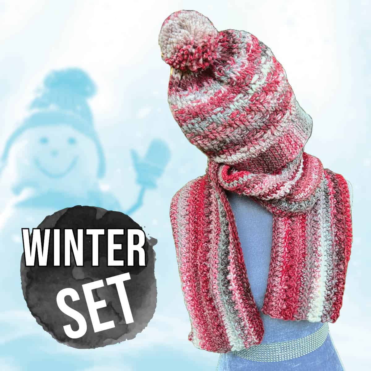 Crochet Winter Hat and Scarf Set Pattern with Tutorial