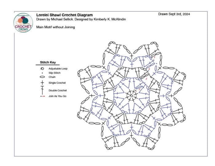 Lorelei Shawl Crochet Diagram Pattern