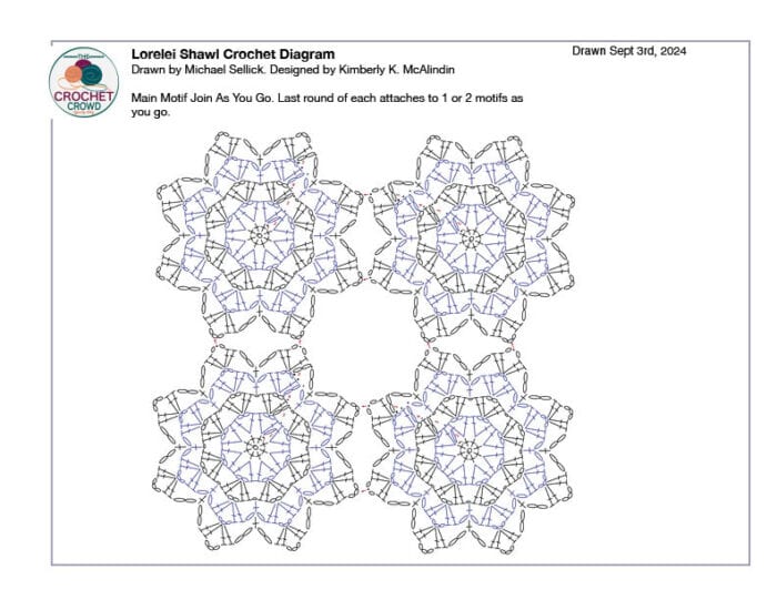 Lorelei Shawl Crochet Diagram Main Motif Join As You Go