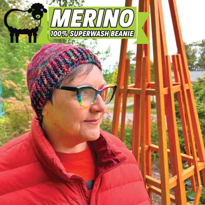 Merino Superwash Beanie Pattern Worn on Karen