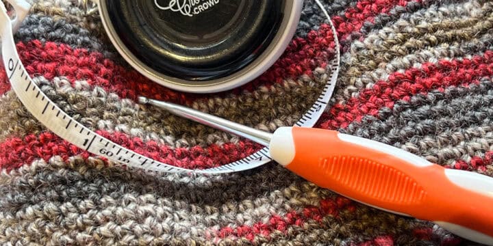 Mikey's Hands with Crochet Yarn Gauge