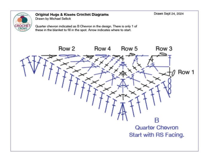 Original Hugs and Kisses B Chevron Crochet Diagram