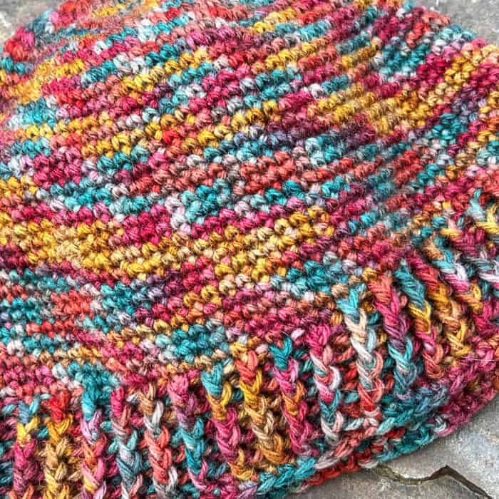 Qiviut Ribbed Stitch Crochet Beanie Hat Close Up