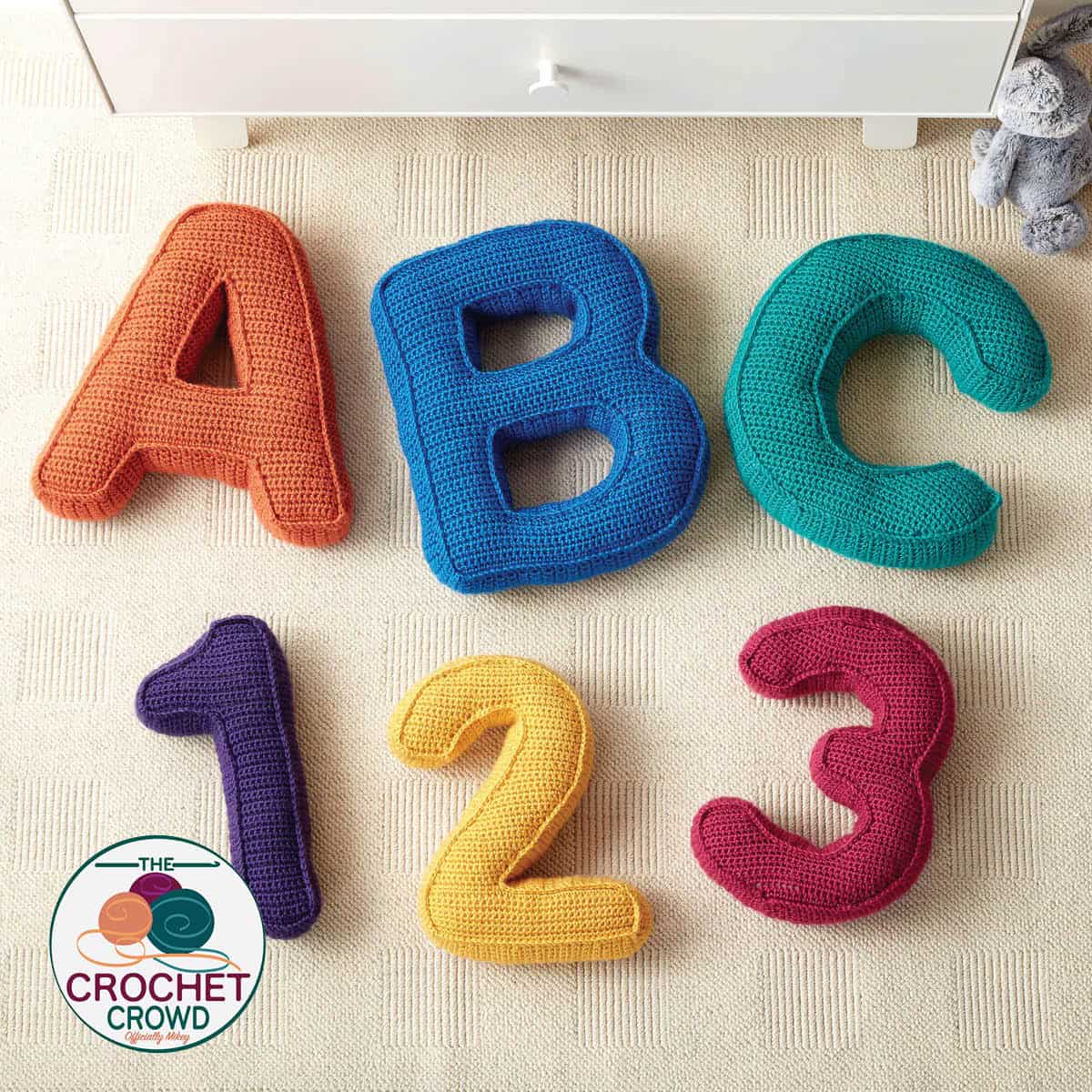 Free Caron Crochet Letters and Numbers Pillow