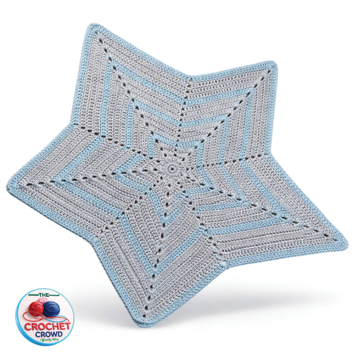 Unique Gray and Blue Crochet Baby Star Blanket