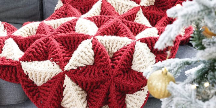 Crochet Three Dimensional Star Christmas Blanket Pattern