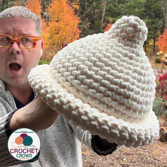 Free Bernat Crochet Condom Novelty Hat for Gift Giving Pattern Tutorial The Crochet Crowd