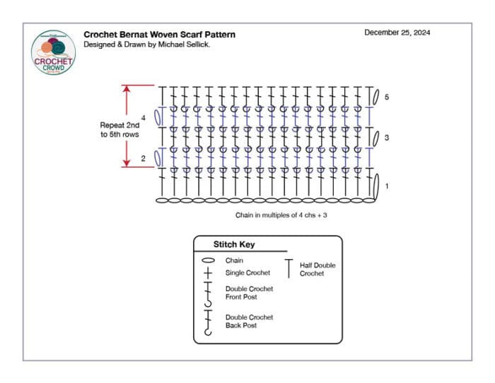 Bernat Free Crochet Woven Diagram Pattern