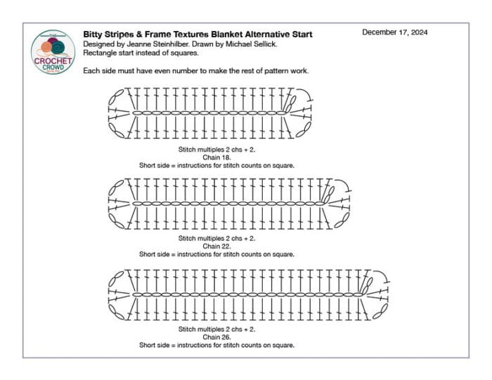 Bitty Stripes Sampler Alternative Start Crochet Diagram