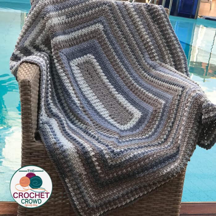 Caron Cotton Cakes on Chair Crochet Rectangle Blanket Pattern