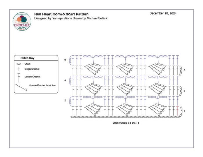 Crochet Diagram - Red Heart Cosmo Scarf Pattern