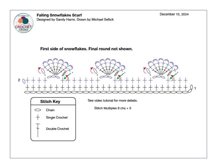 Crochet Falling Snowflakes Crochet Diagram