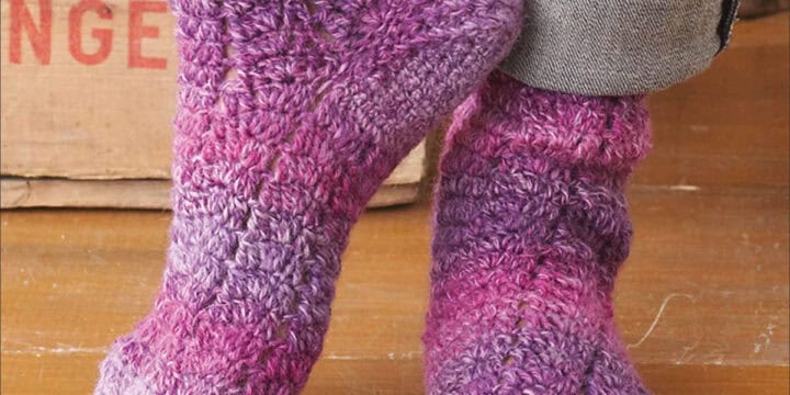 Crochet Twisting Lace Stitch Patons Free Sock Pattern