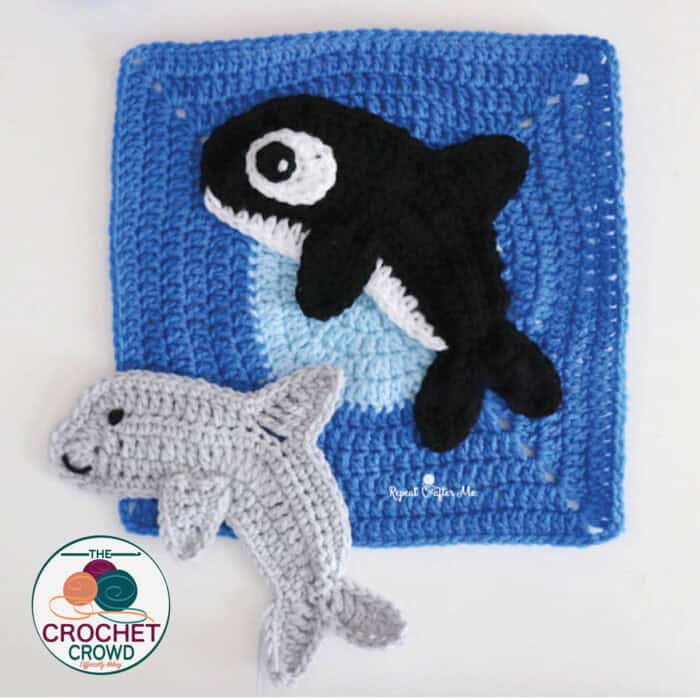 Crochet Whale and Dolphin Motif by Repeat Crafter Me