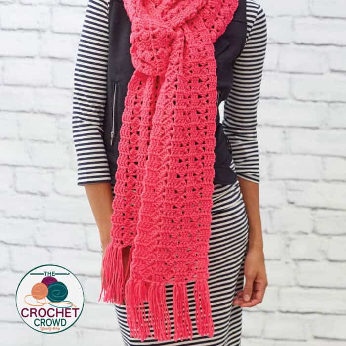 Fringe on Crochet Cosmo Scarf Pattern