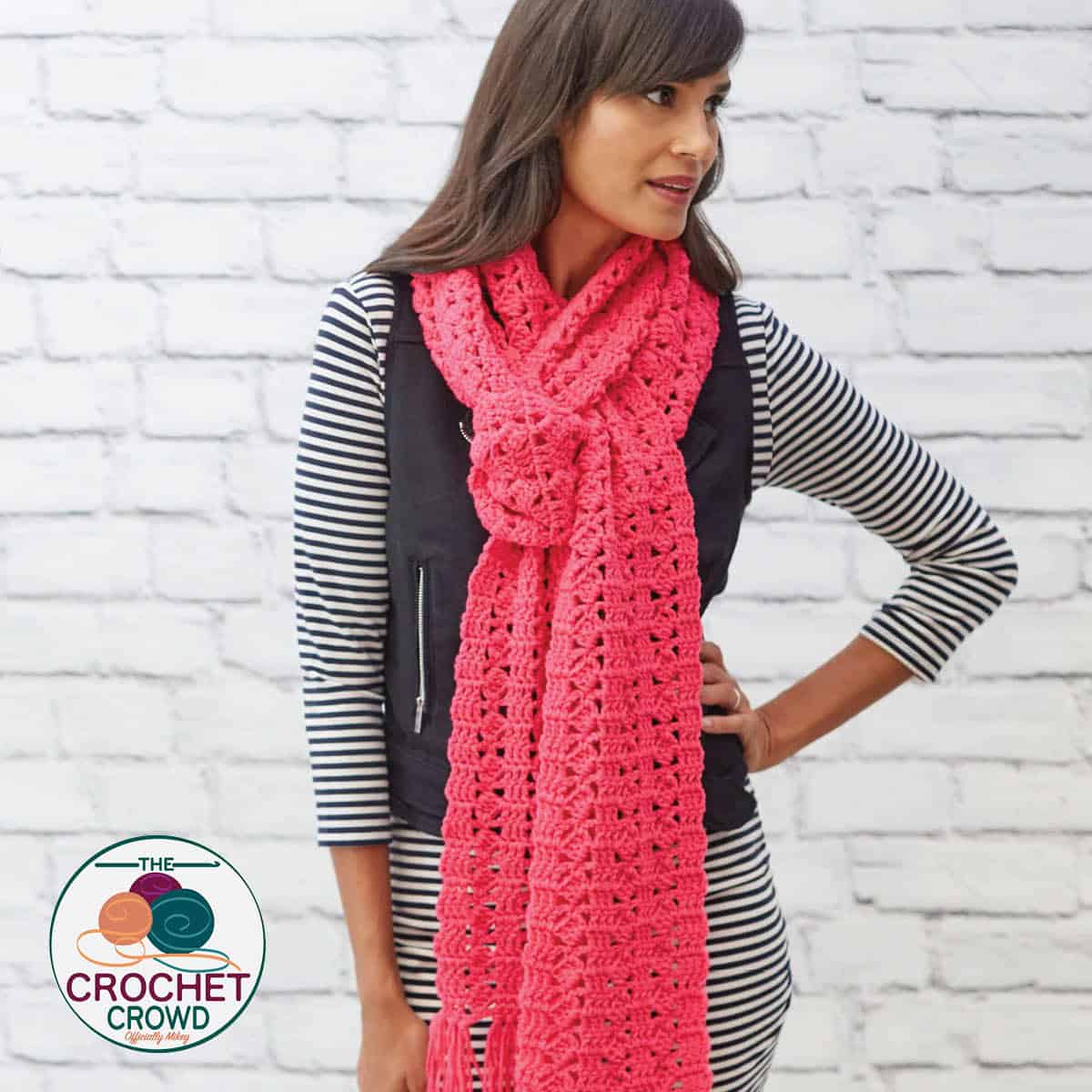 Free Red Heart Cosmo Crochet Scarf Pattern with Free Diagram