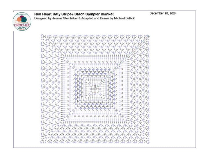 Red Heart Bitty Stripes Stitch Sampler Crochet Diagram