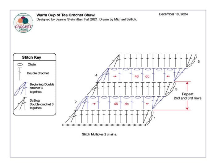 Warm Cup of Tea Crochet Shawl Diagram Pattern