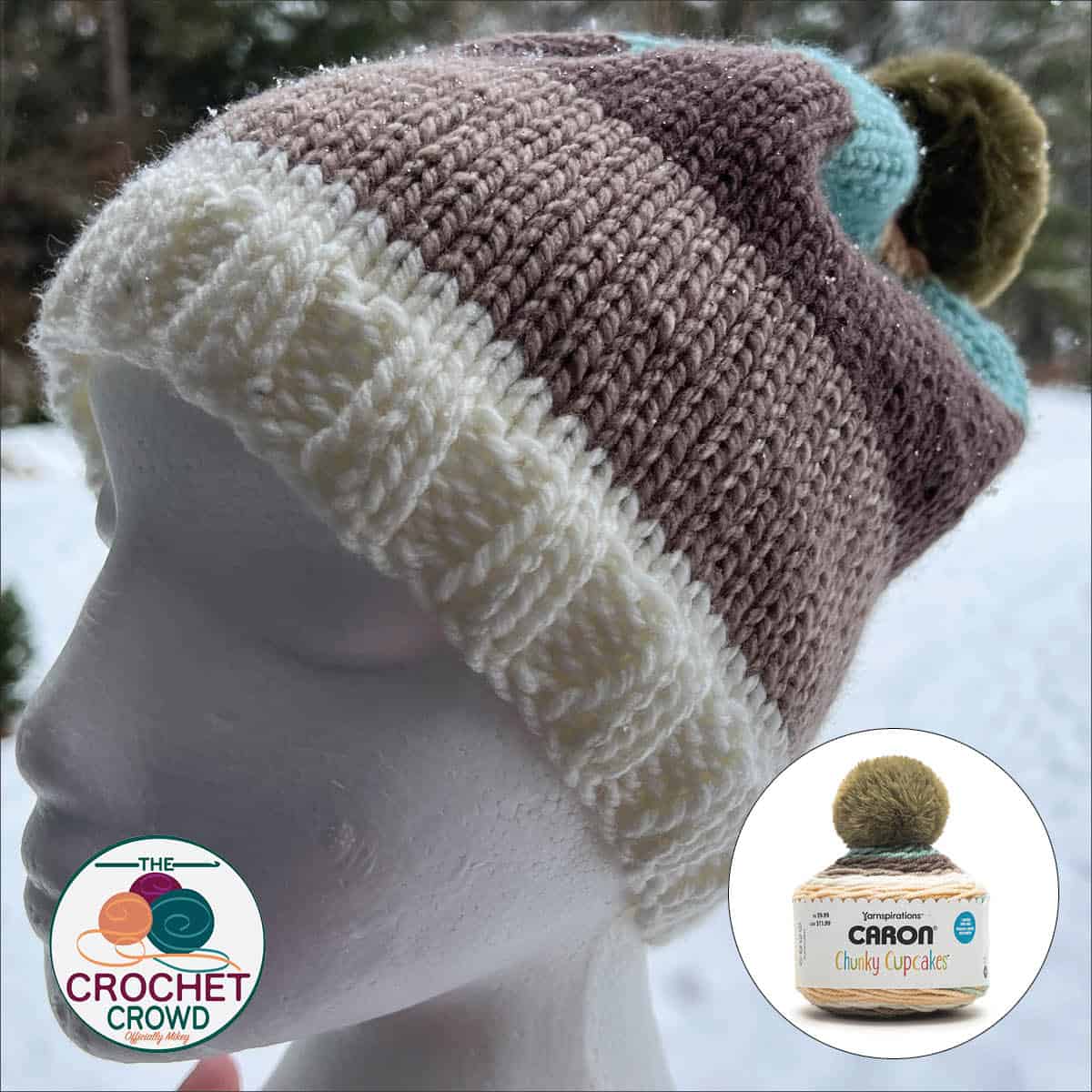 Free Caron Chunky Cupcakes Knit Hat Pattern for Beginners